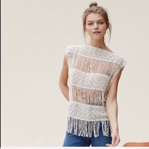 Callahan Beautiful cream colored fringe top